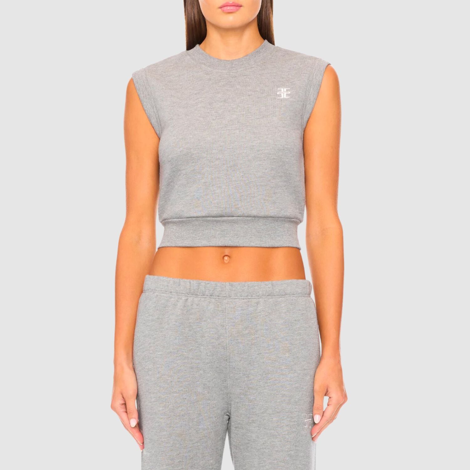 ÉTERNE Sleeveless Crewneck Top in Heather Grey