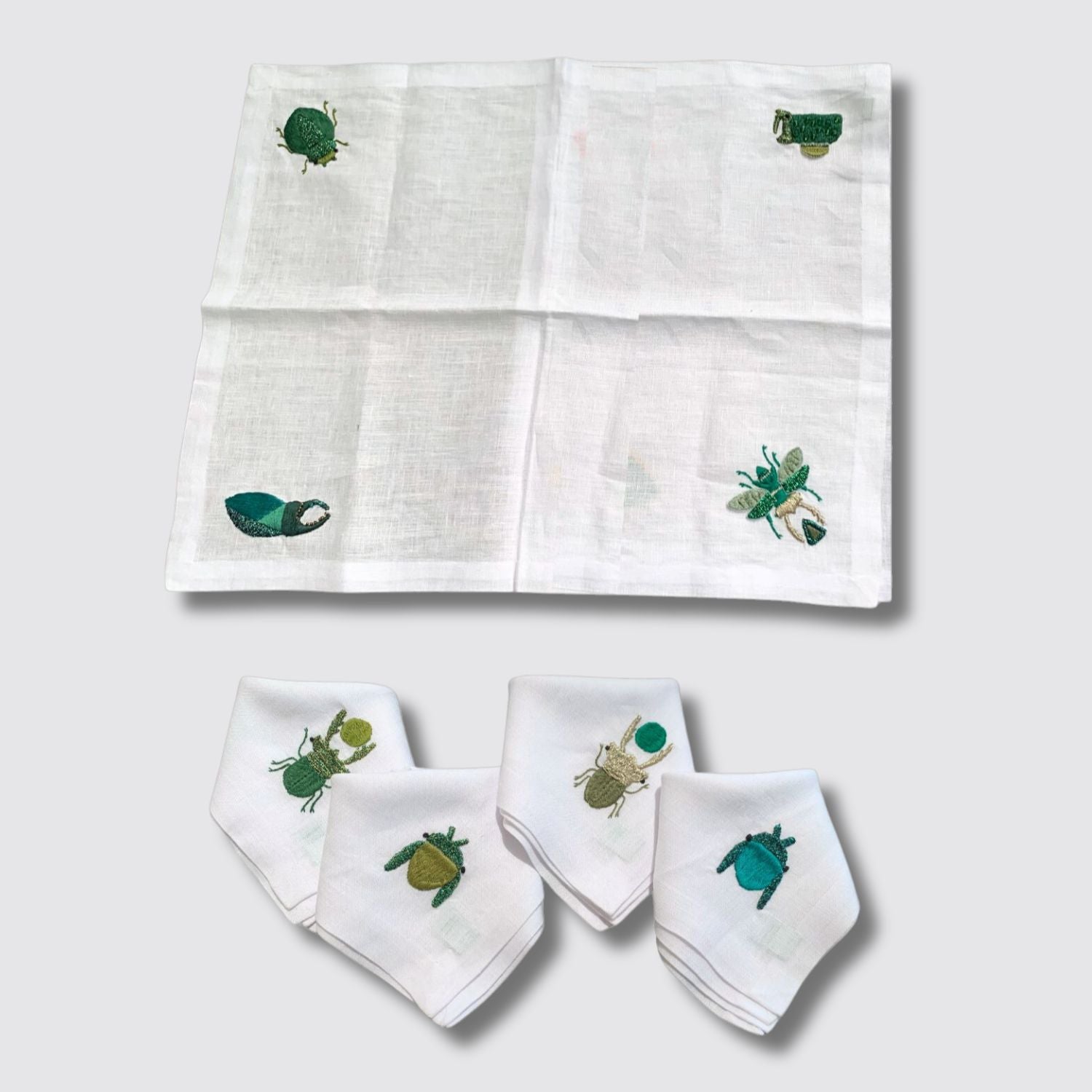 Daniela Villegas Beetle Embroidered Placemat & Napkin Set Full View