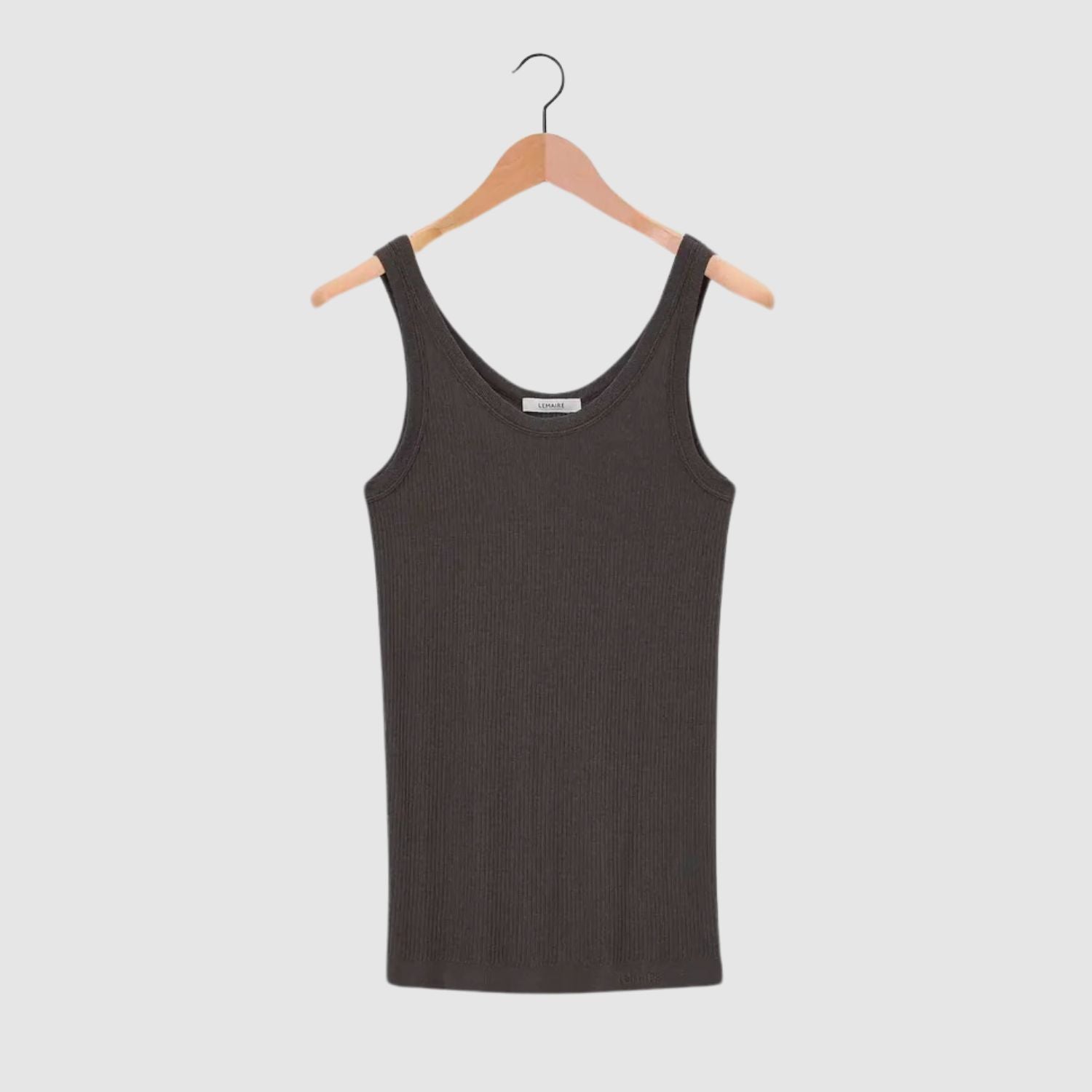 LEMAIRE Seamless Rib Tank Top in Dark Brown