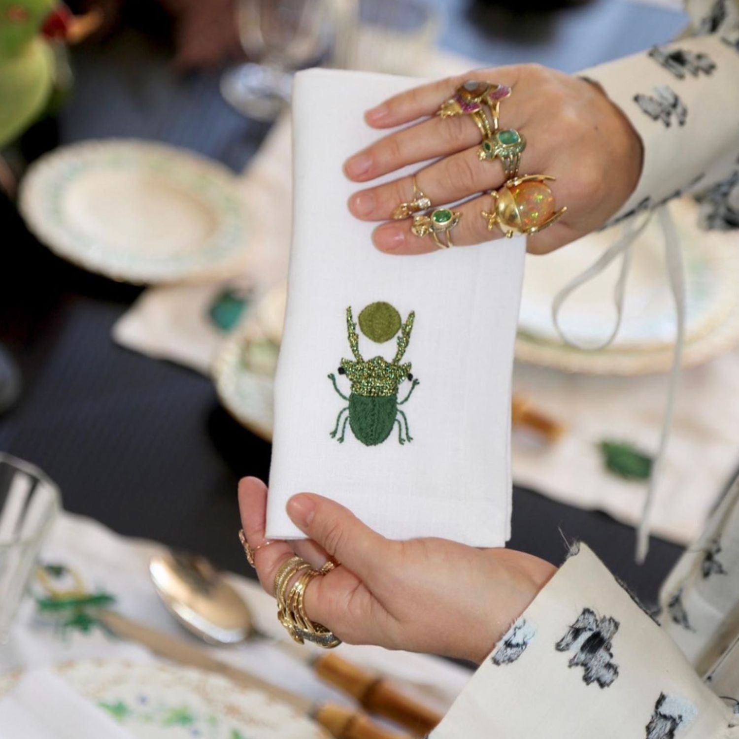 Embroidered Table Cloth and Napkin Set View 6