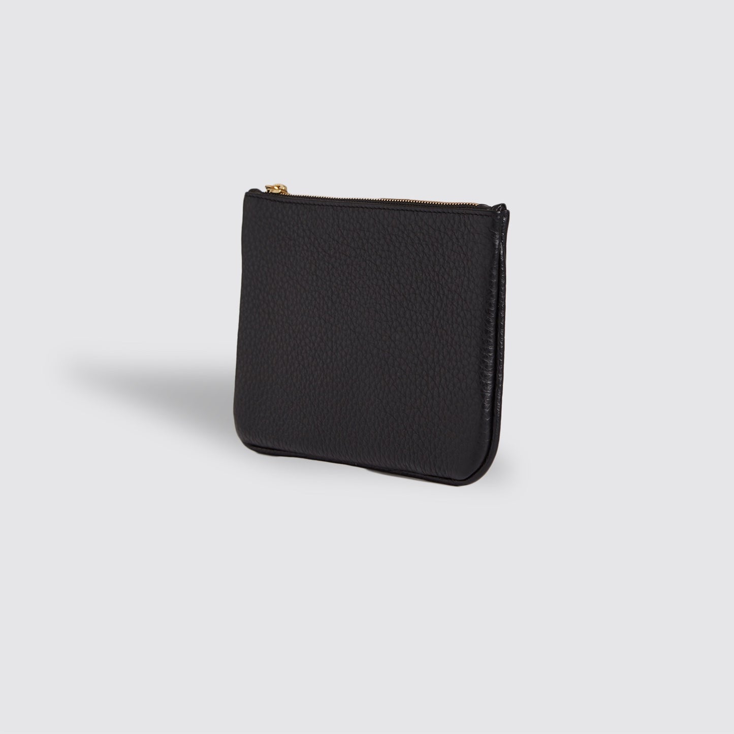 Extra Virgo Black Leather Pouch
3/4 front