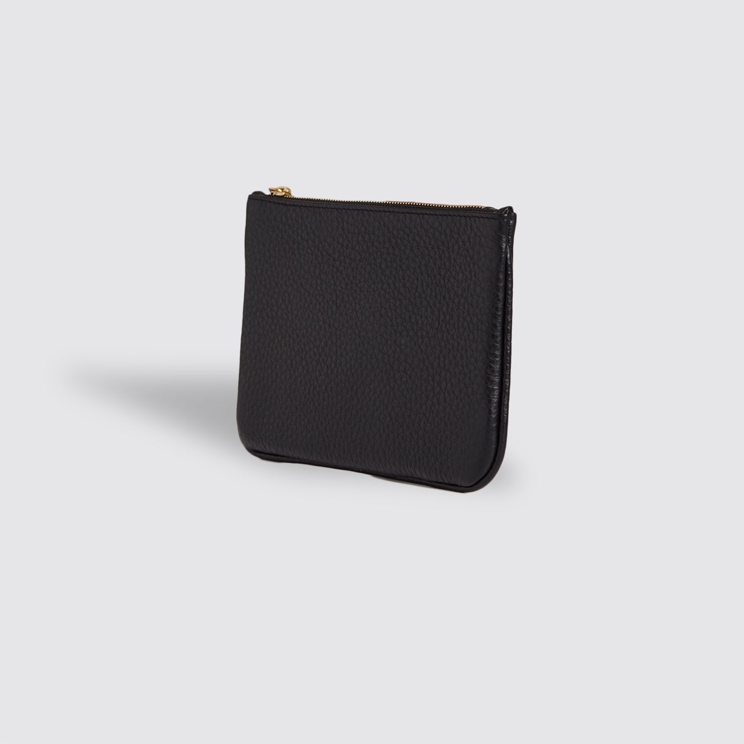 Extra Virgo Black Leather Pouch
3/4 front