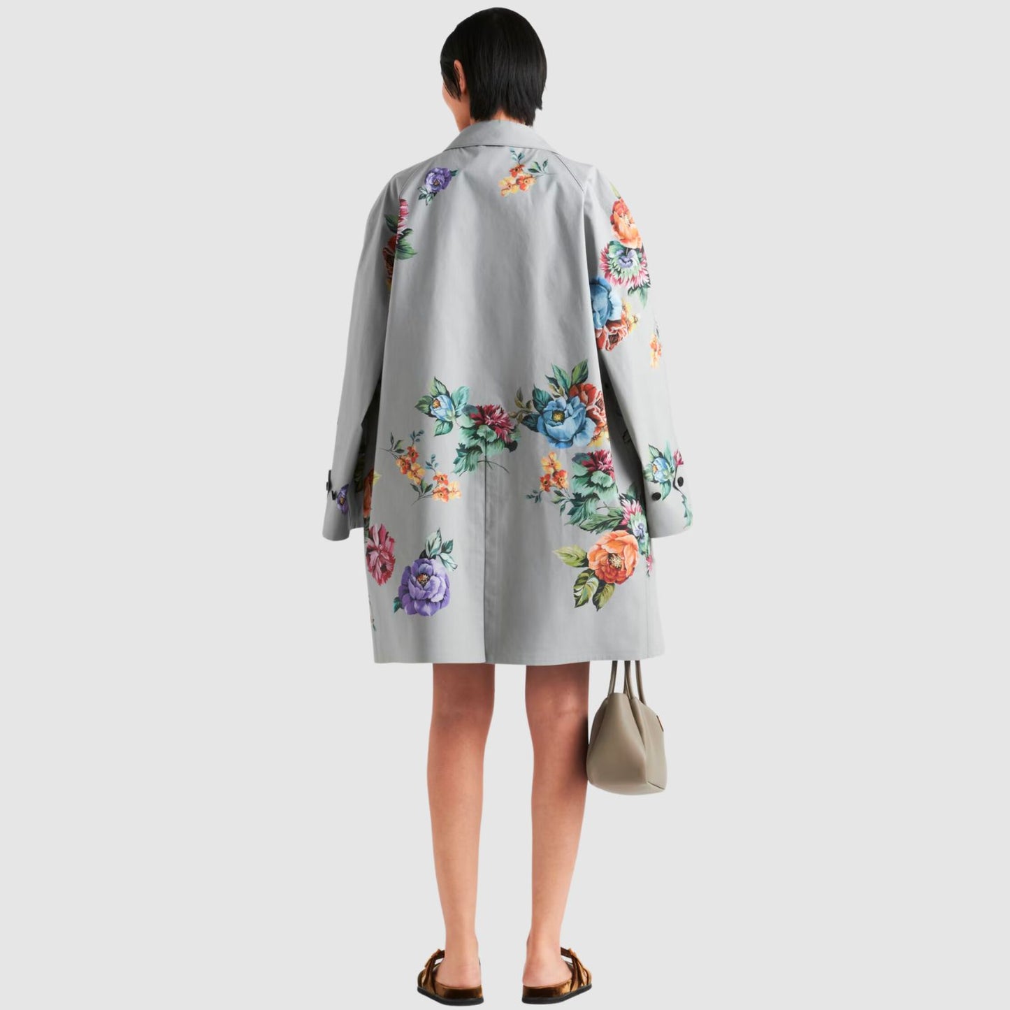 Prado Floral Print Cotton Single-Breasted Coat