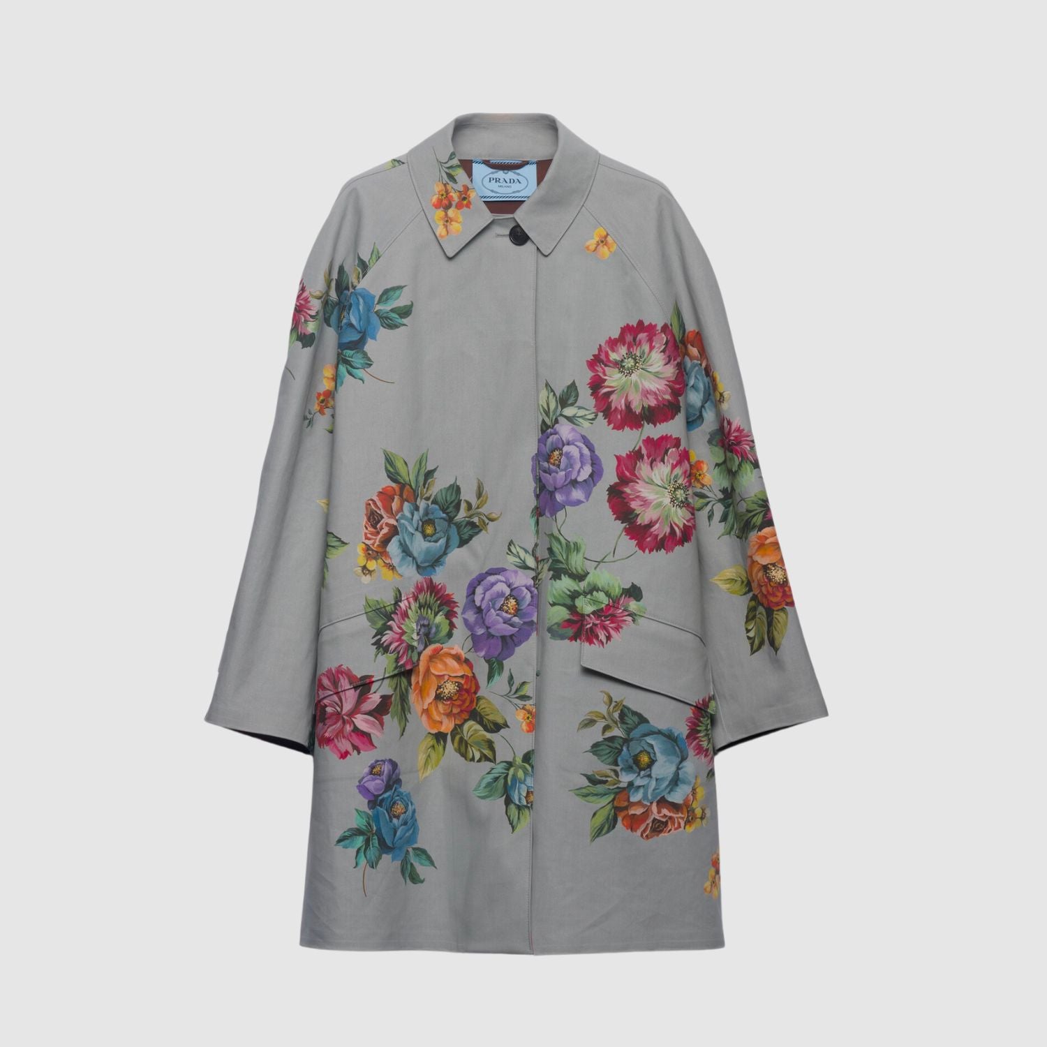Prado Floral Print Cotton Single-Breasted Coat