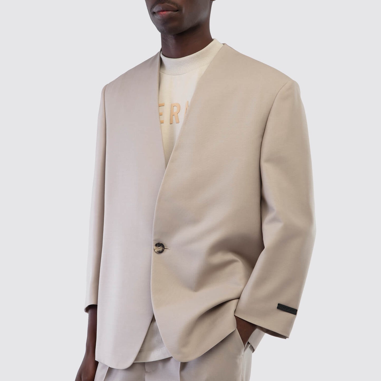 Fear of God Eternal Wool Mohair Lapelless Jacket 3/4 View