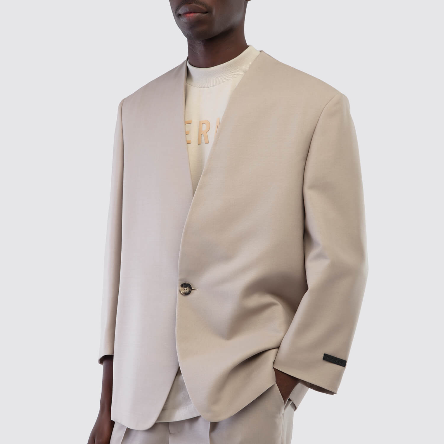 Fear of God Eternal Wool Mohair Lapelless Jacket 3/4 View