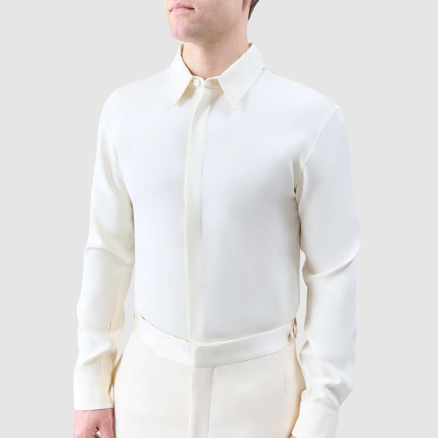 Gabriela Hearst Nicolas Shirt in Ivory Wool Twill
