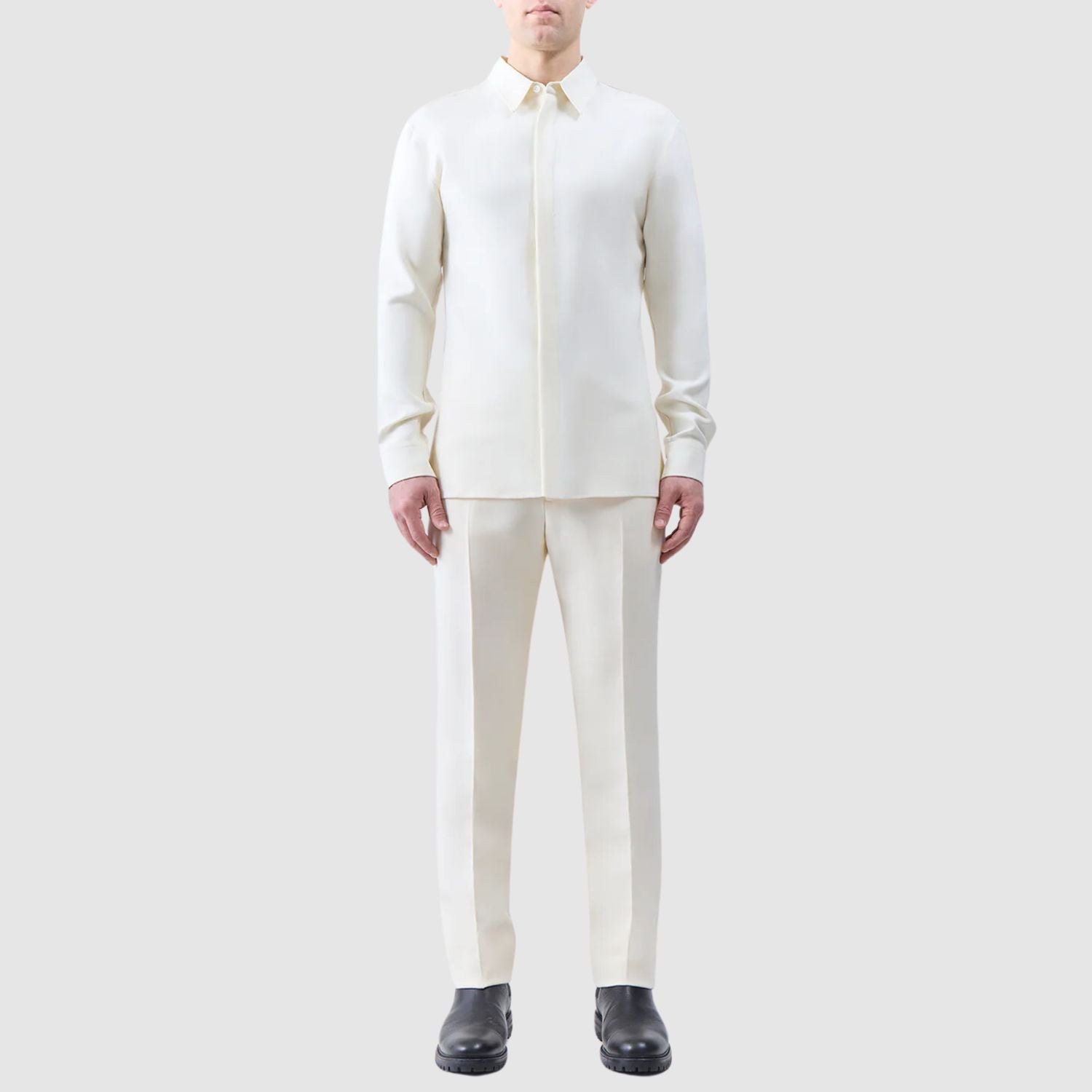 Gabriela Hearst Nicolas Shirt in Ivory Wool Twill