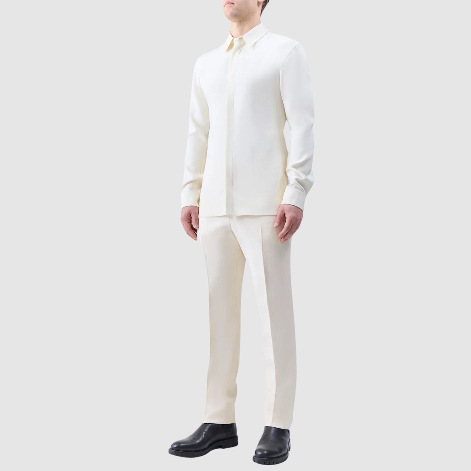 Gabriela Hearst Nicolas Shirt in Ivory Wool Twill