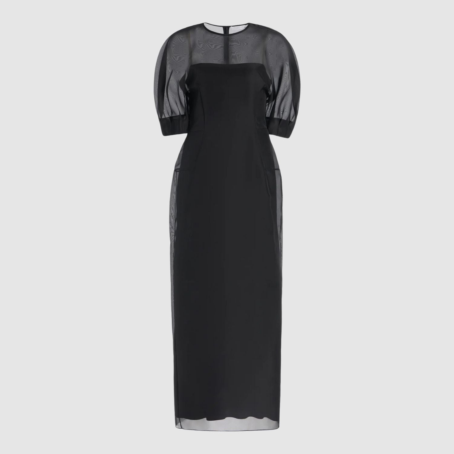 Gabriela Hearst Coretta Sheer Dress with Slip in Black Silk Organza