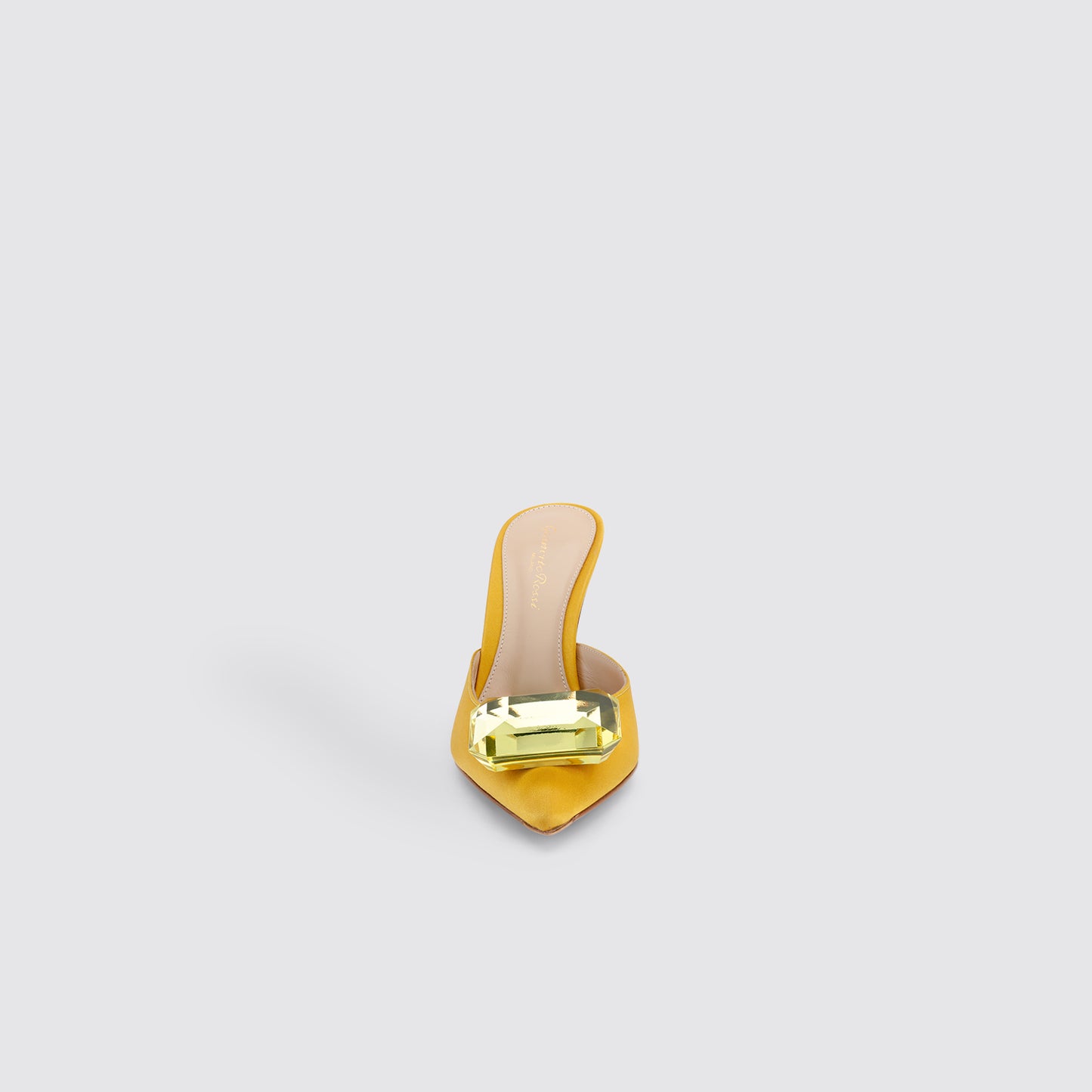 Gianvito Rossi | Satin Mule with Gemstone in Saffron Yellow