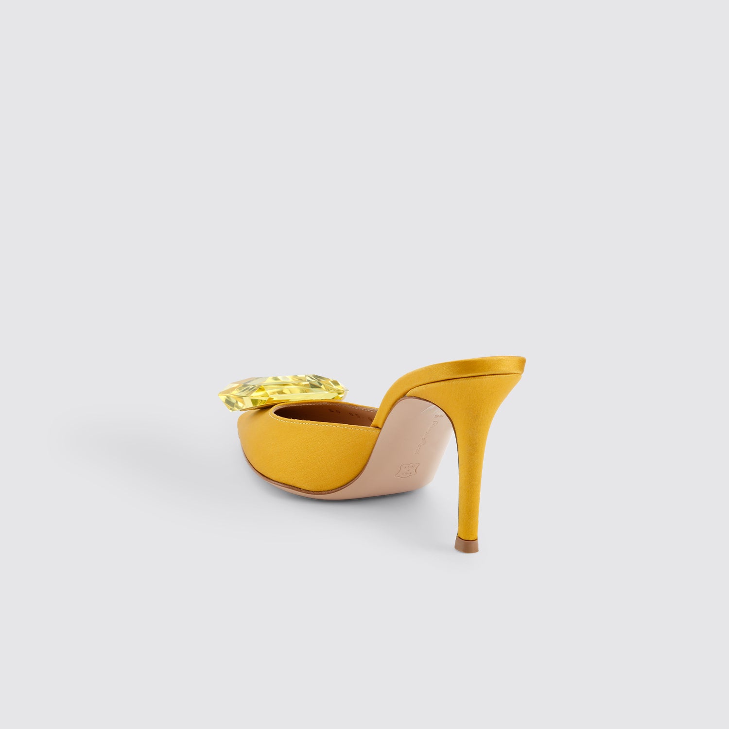 Gianvito Rossi | Satin Mule with Gemstone in Saffron Yellow