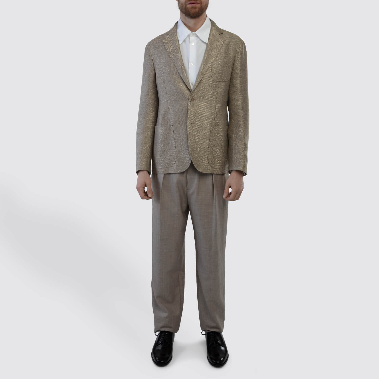 Giorgio Armani Printed Satin Jacket in Gold View 4
