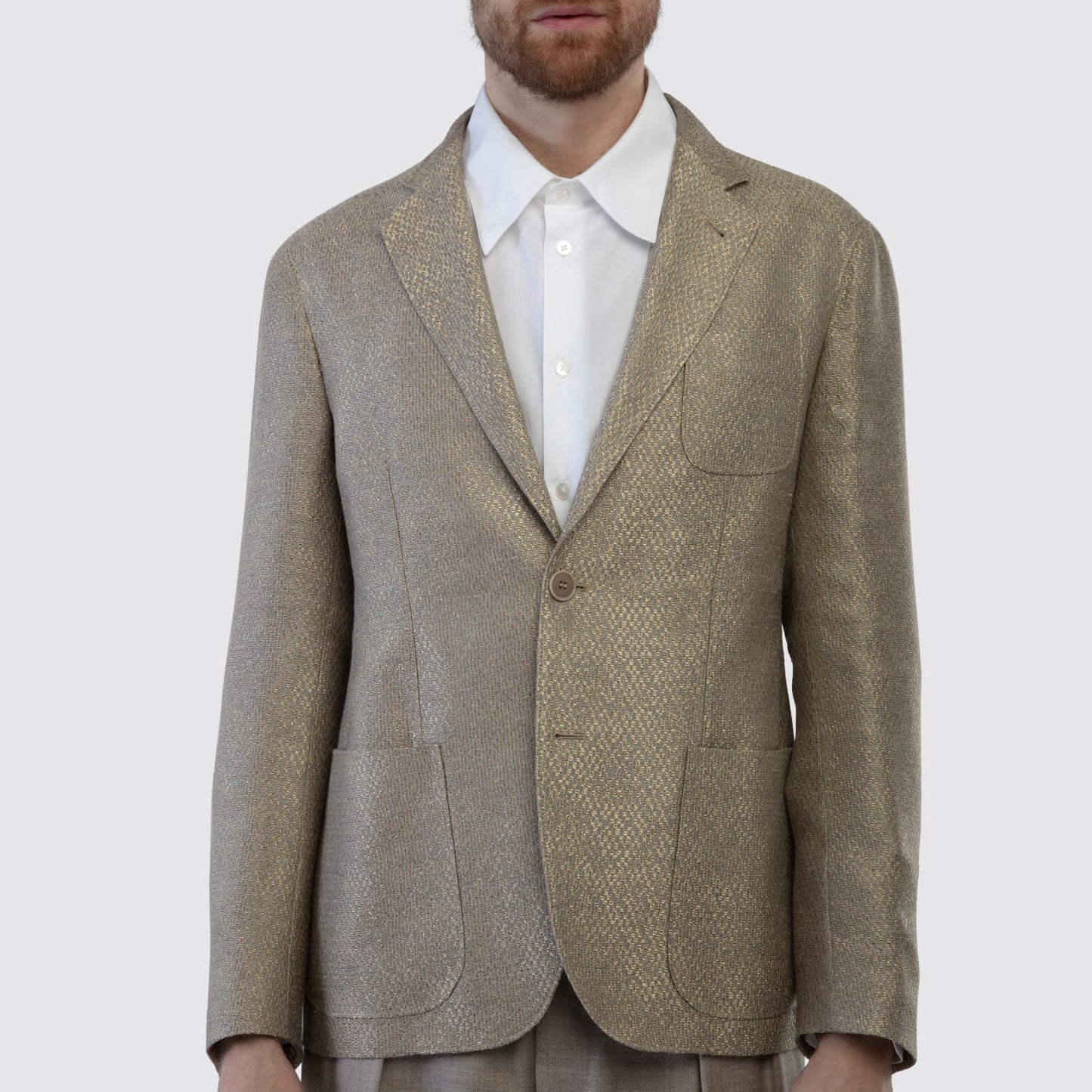 Giorgio Armani Printed Satin Jacket in Gold View 1