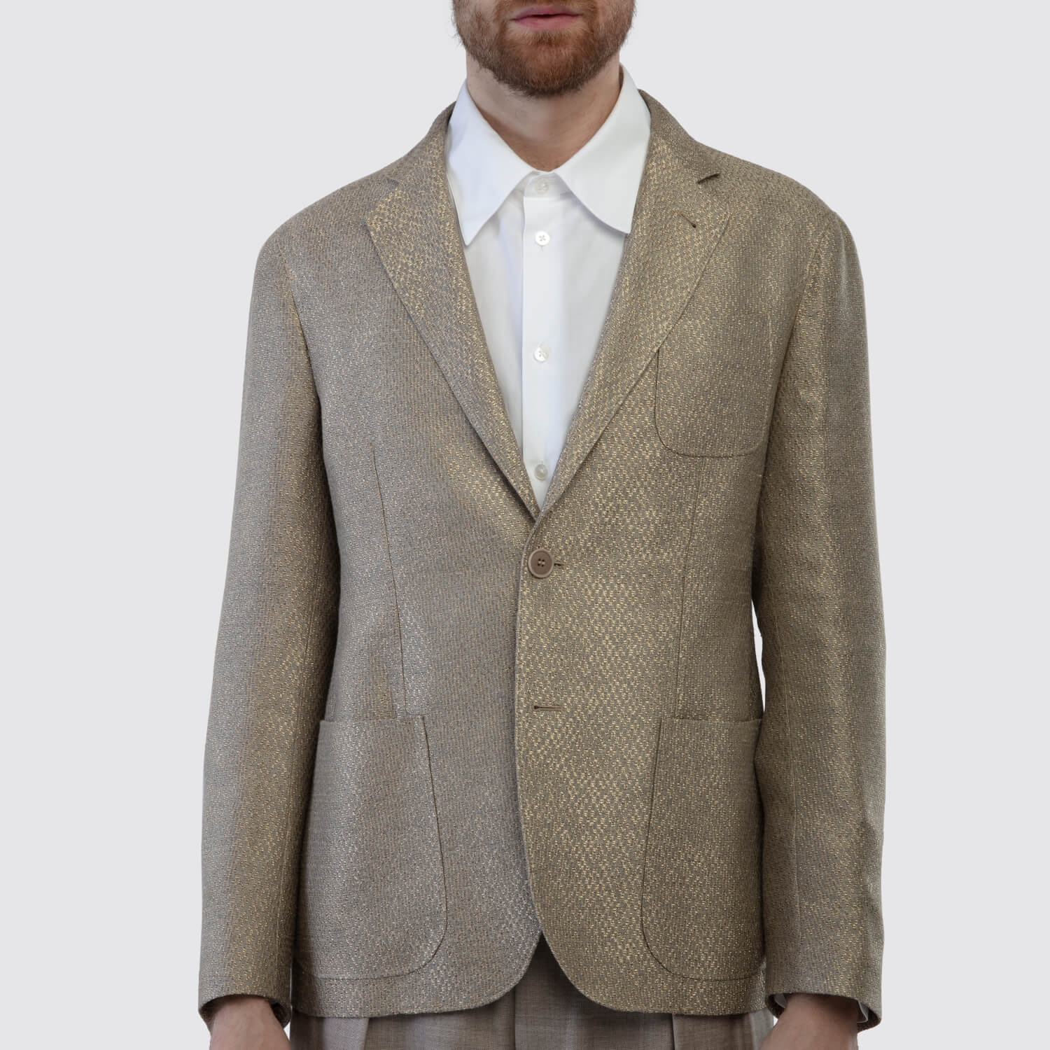 Giorgio Armani Printed Satin Jacket in Gold View 1