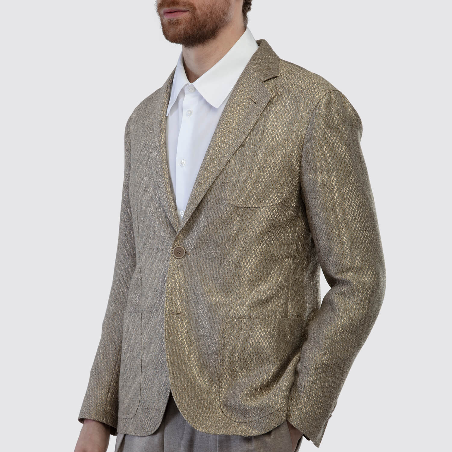 Giorgio Armani Printed Satin Jacket in Gold View 2