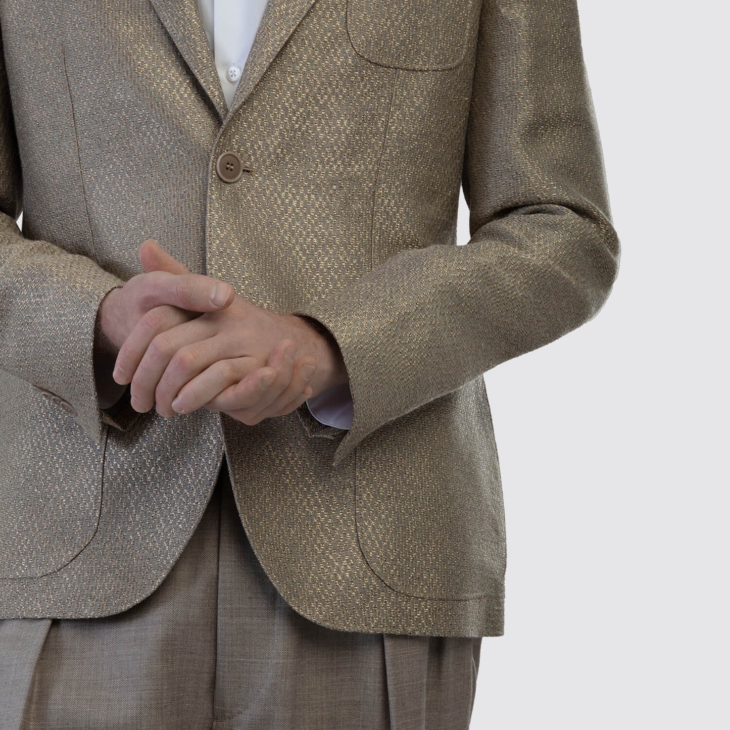 Giorgio Armani Printed Satin Jacket in Gold View 3