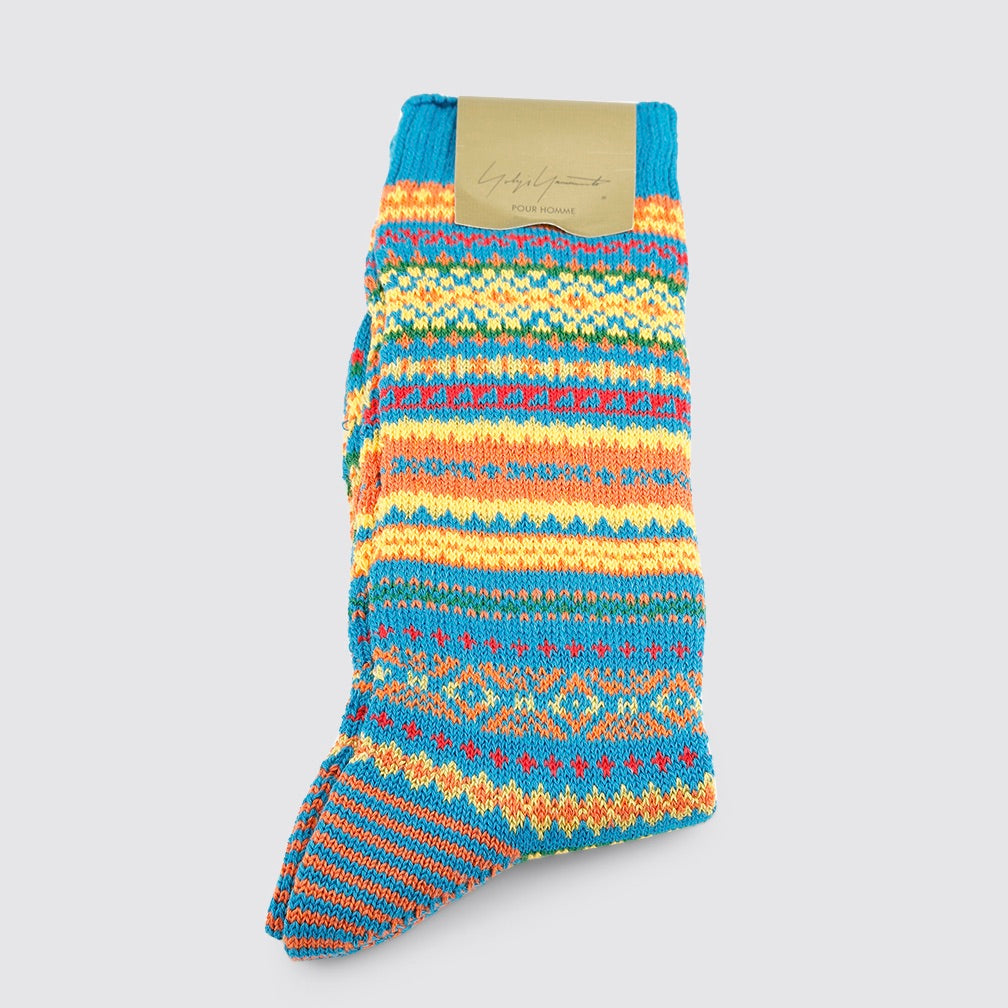 Yohji Yamamoto Blue Intarsia Fairisle Socks