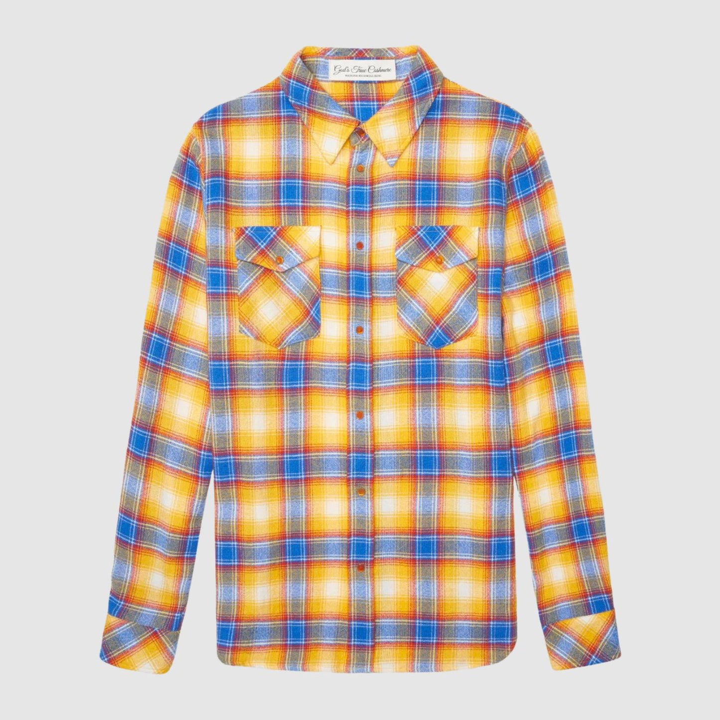 God's True Cashmere Canyon Sunrise Tartan Cashmere Shirt