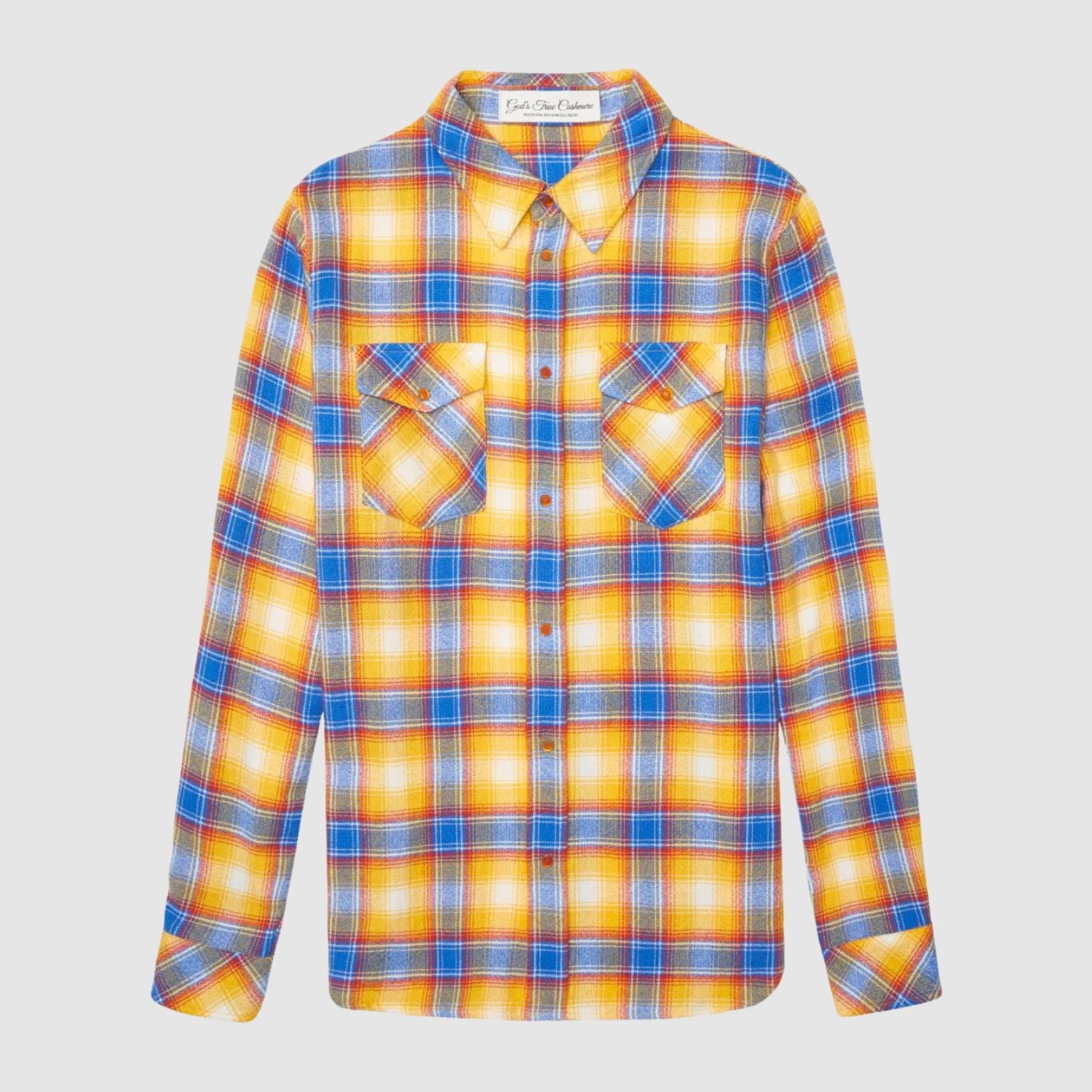 God's True Cashmere Canyon Sunrise Tartan Cashmere Shirt