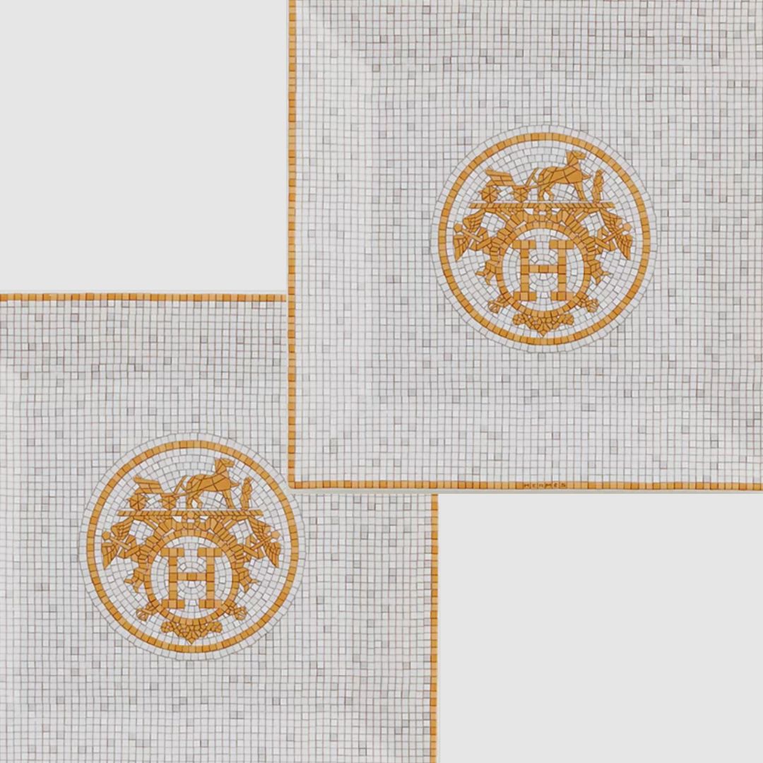Hermes Two Mosaique au 24 Gold Square Plate N3 Flat View