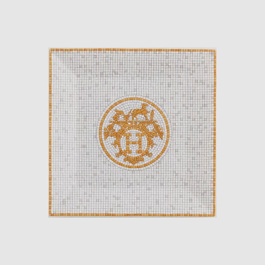 Hermes Mosaique au 24 Gold Square Plate N3 Flat View