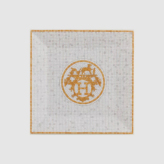 Hermes Mosaique au 24 Gold Square Plate N3 Flat View