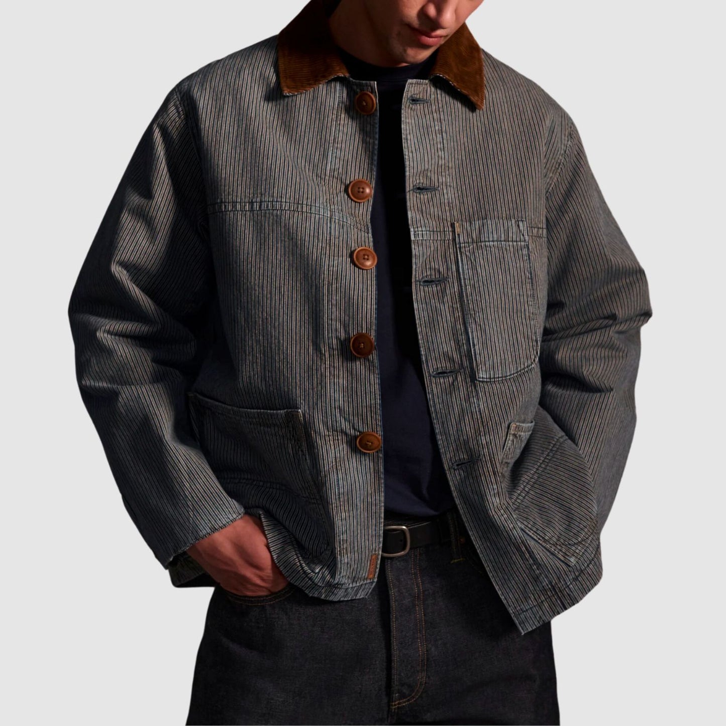 The Hiro Jacket In Indigo Stripe
