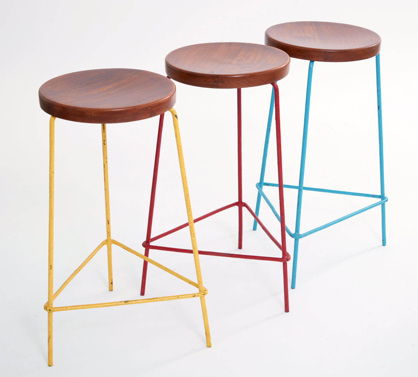 Pierre Jeanneret Stools in Teak and Iron (Set of 6)