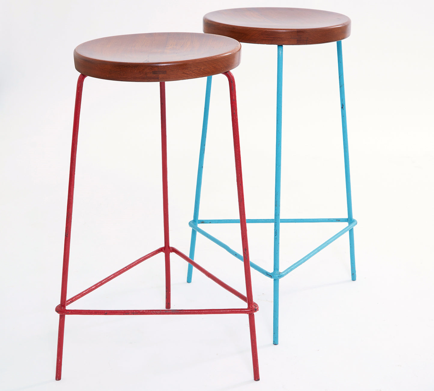 Pierre Jeanneret Stools in Teak and Iron (Set of 6)
