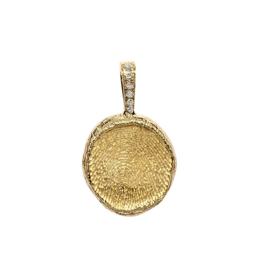 Azlee Double Custom Fingerprint Coin Yellow Gold Diamonds_AZLE239028