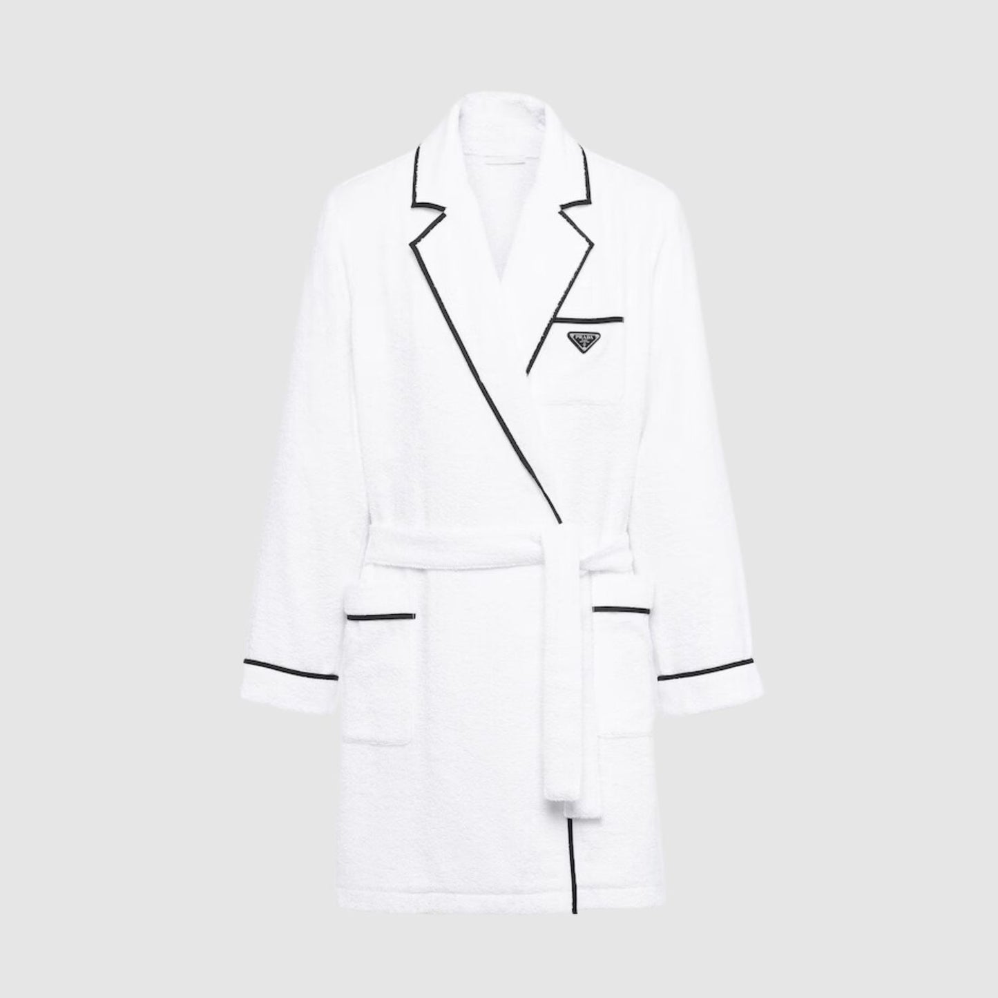 Prada White Terry Logo Robe