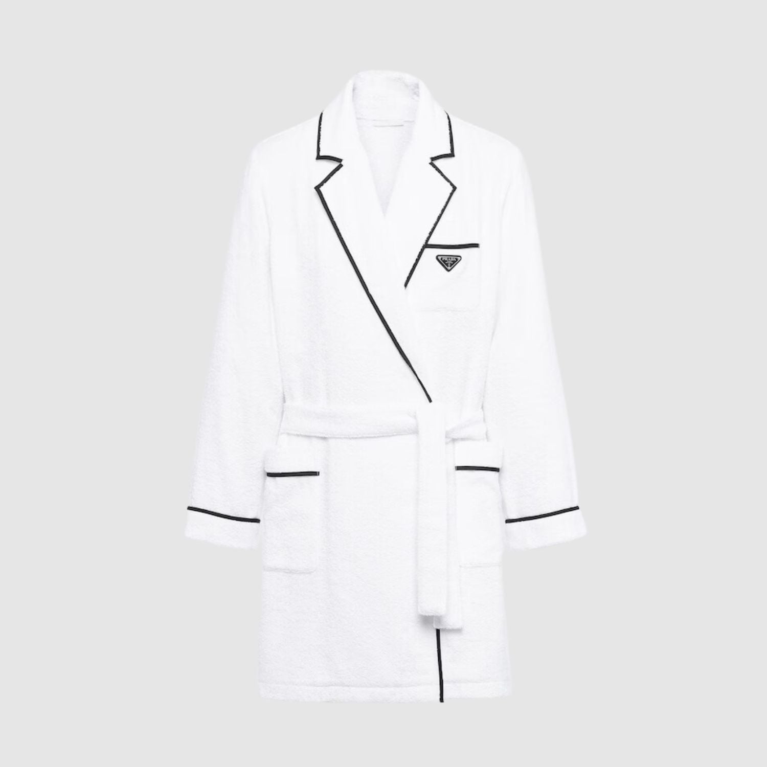 Prada White Terry Logo Robe