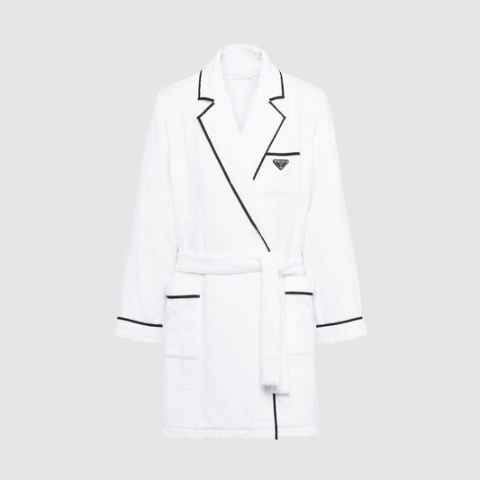 Prada White Terry Logo Robe