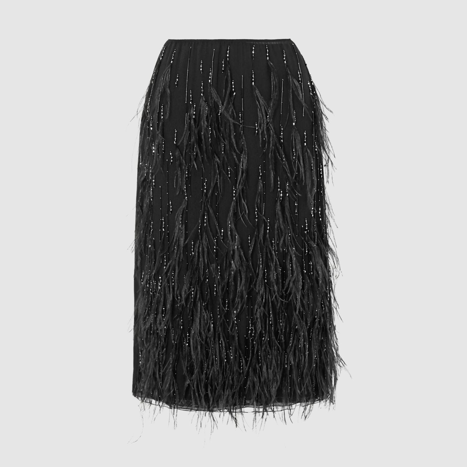  Prada - Feather and Chiffon Midi Skirt | View 1