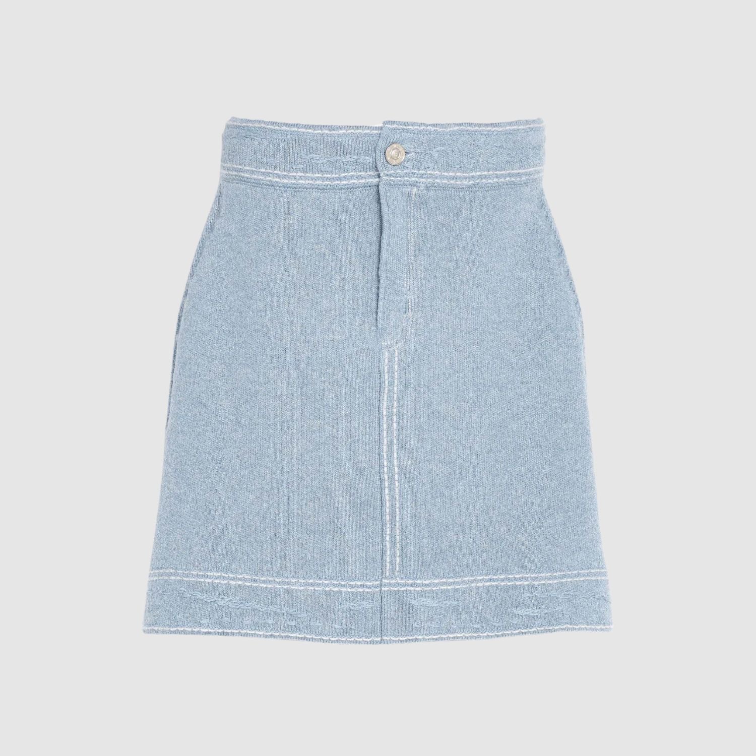 Barrie Denim Cashmere Skirt in Blue View 1