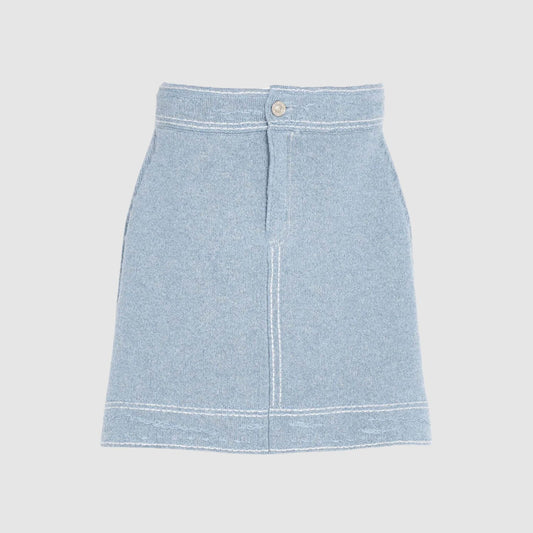 Barrie Denim Cashmere Skirt in Blue View 1
