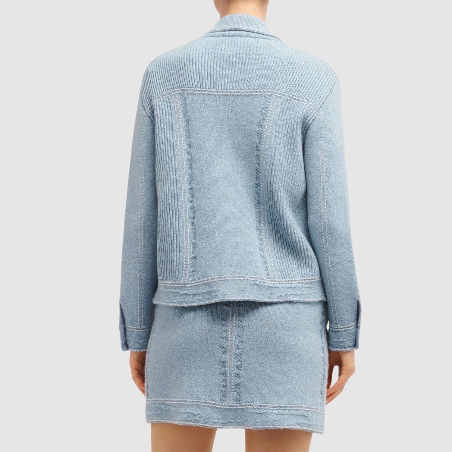 Barrie Denim Cashmere Skirt in Blue_RIEW233008