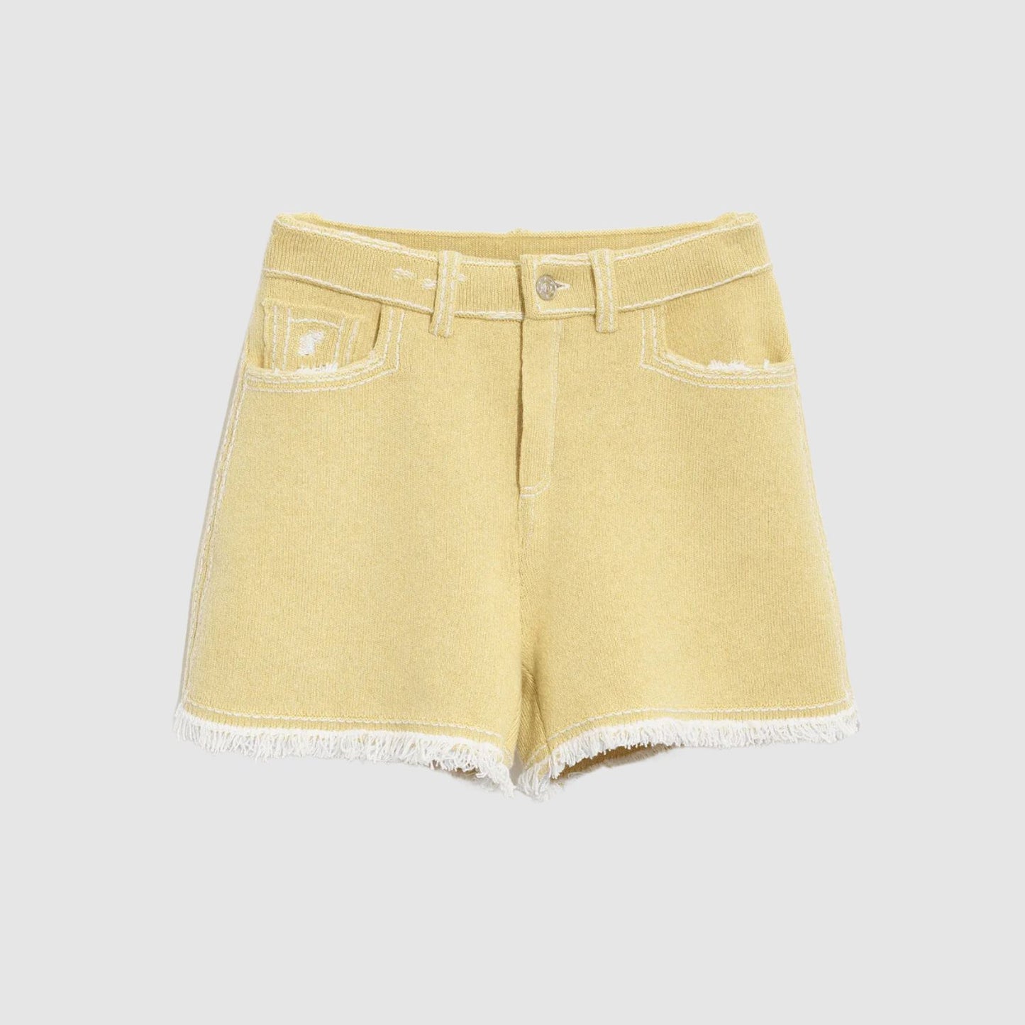 Barrie Denim Fringed Cashmere Shorts View 2