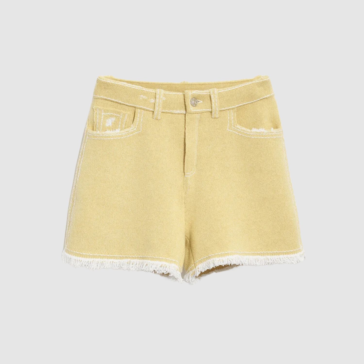Barrie Denim Fringed Cashmere Shorts View 2