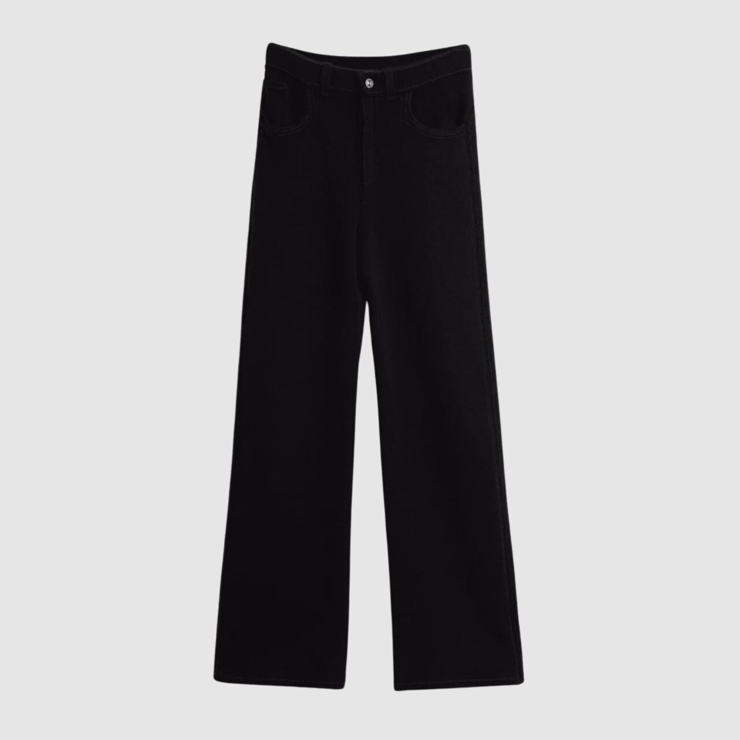 Barrie Denim Fringed Cashmere Trousers VIEW 1