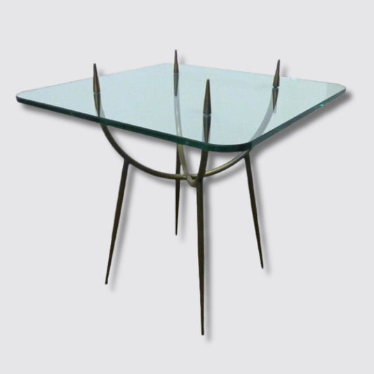 Vintage Glass and Brass Table