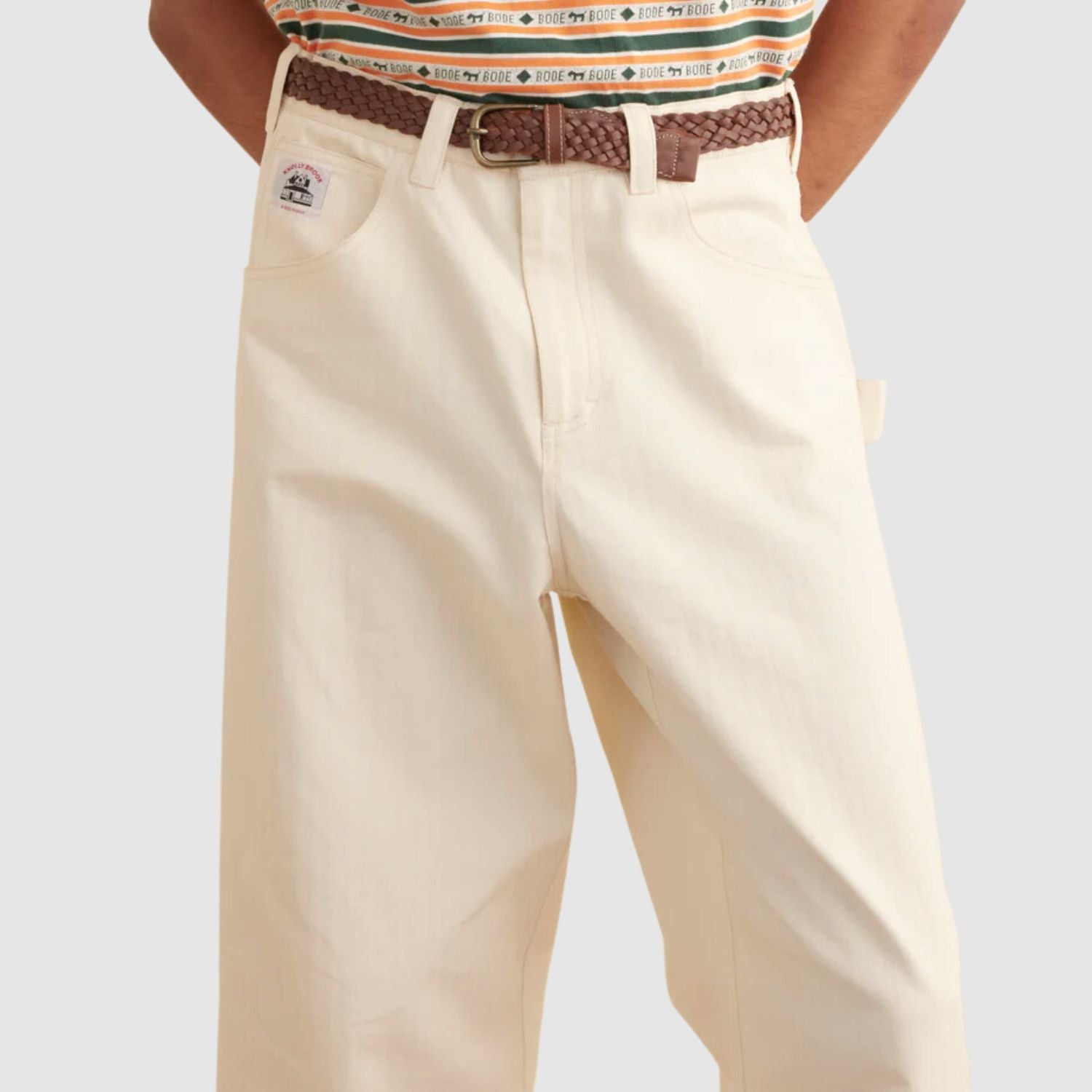 Bode Herringbone Knolly Brook Trousers in White