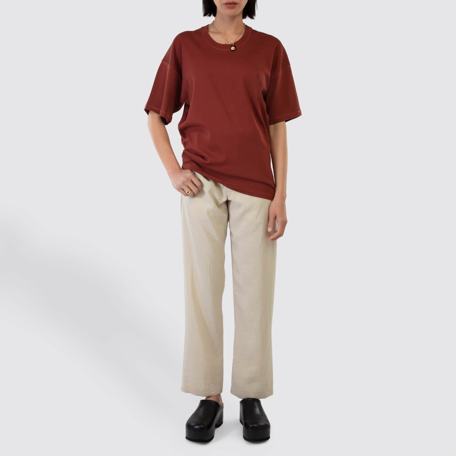 Lemaire | Rib T-Shirt in Cherry Mahogany