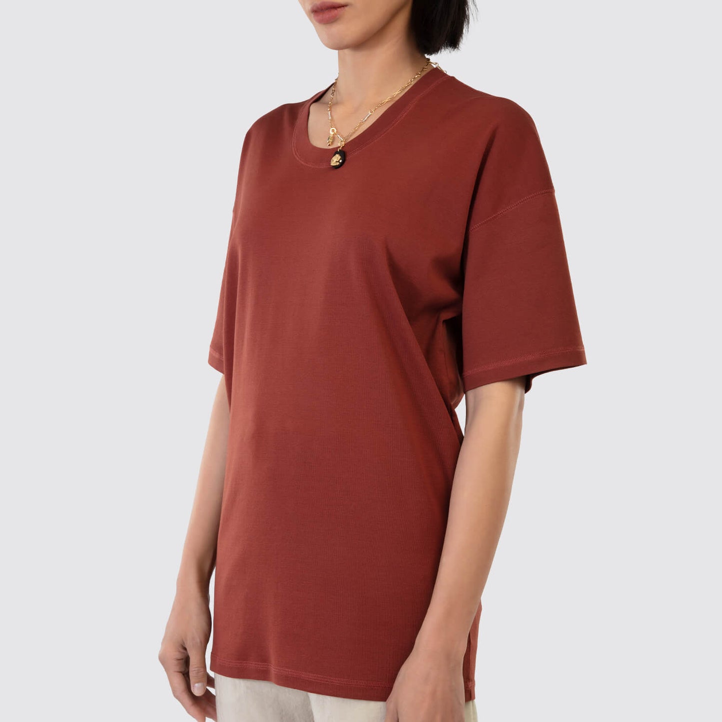 Lemaire | Rib T-Shirt in Cherry Mahogany
