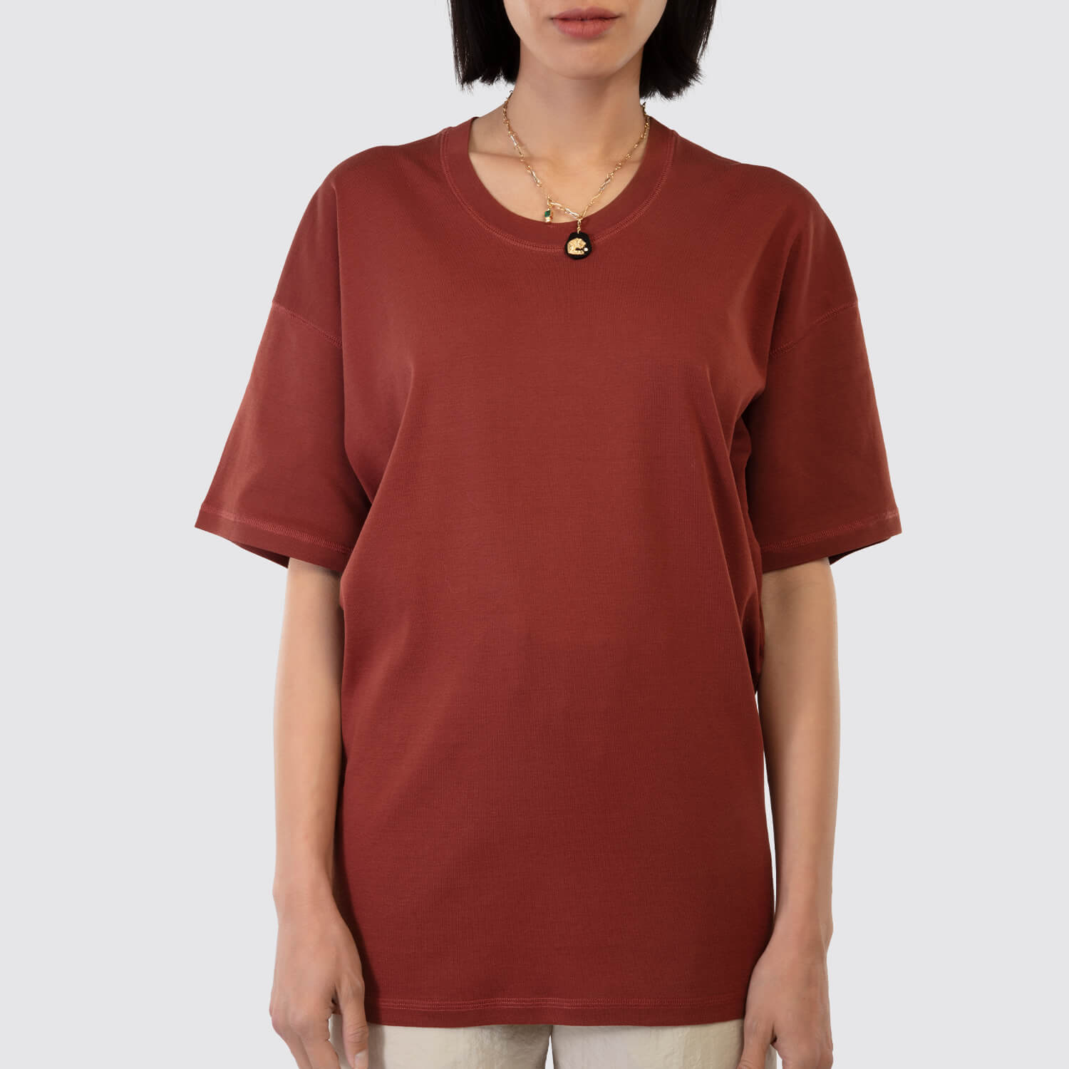 Lemaire | Rib T-Shirt in Cherry Mahogany