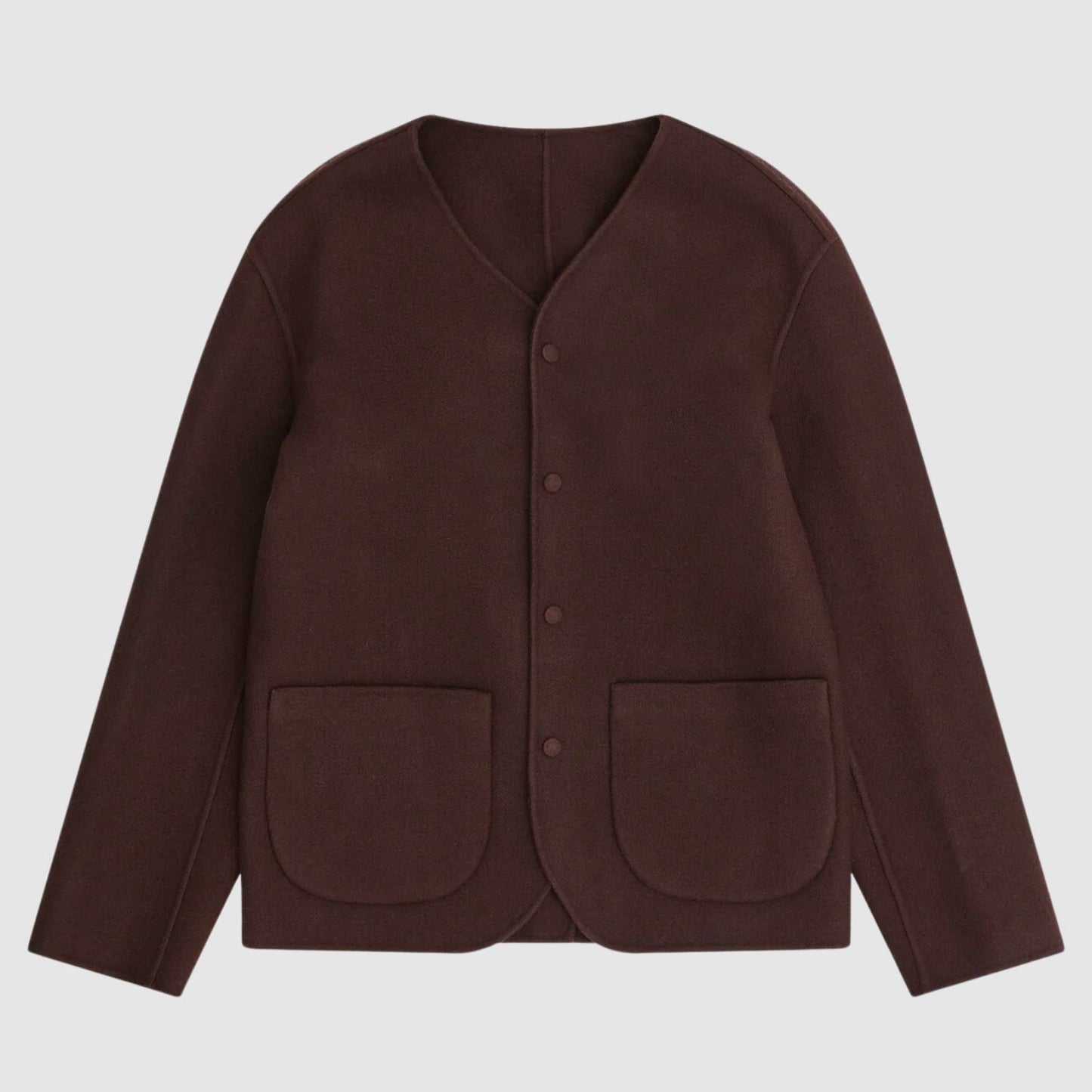 Leon Collarless Jacket in Dark Chocolate