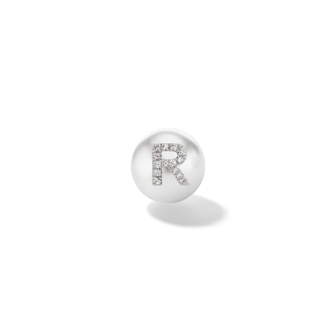 Wilfredo Rosado Letter R Pearl Stud Earring