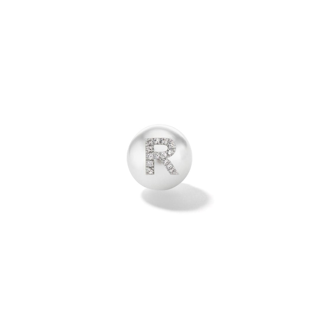 Wilfredo Rosado Letter R Pearl Stud Earring