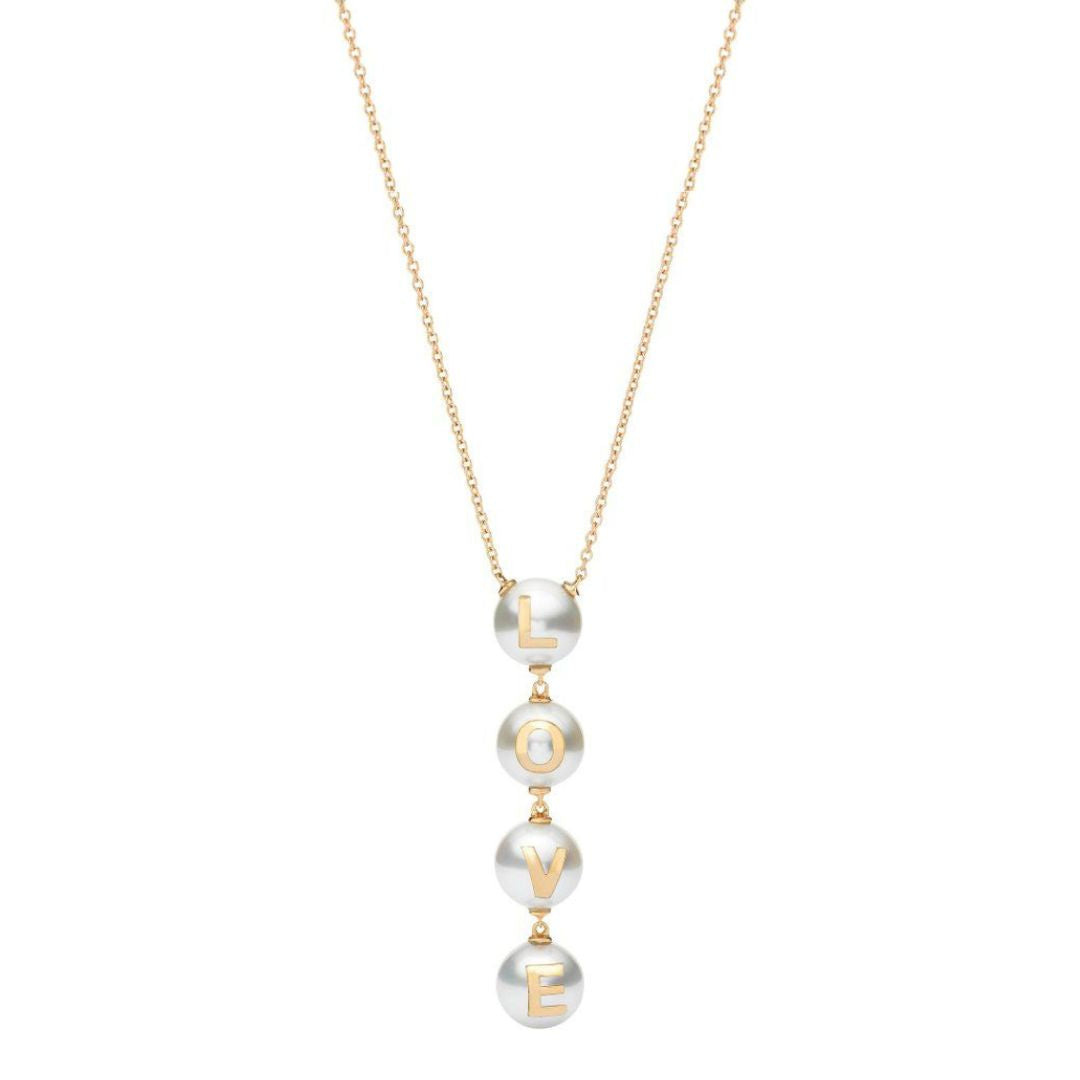 Wilfredo Rosado Gold Love Pearl Necklace Front View
